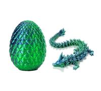 DUINIU 1 Piece of 3D Printed Dragon with 1 Dragon Egg, Dragon Egg Set, Fully Articulated Crystal Dragon Toy, Flexible Joint Dragon Desk Toy, Executive Desk Toy, Home Office Decoration (Green)