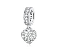 DUINIU 1 Piece of Heart-Shaped Pendant, Bracelet Charm, Silver Heart Pendant, Heart-Shaped Bracelet Accessories for Women for Birthdays and Weddings., 1.4*0.6cm