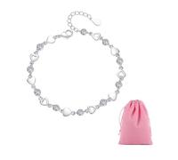 DUINIU 1 Piece Silver Bracelet for Women, Heart Shaped Bracelet for Women, Adjustable Personality Bracelet, Friendship Bracelet, Fashionable Crystal Bracelet for Ladies Girls