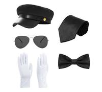 DUINIU 1 Set of Makeup Dress Suit, Black Beret, Black Tie, Black Bow Tie, Silver Frame Sunglasses, White Gloves, Fashionable Suit, Versatile Combination