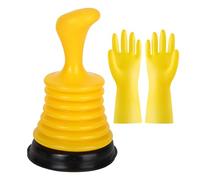 DUINIU 1 Toilet Pump Suction Cup, 1 Pair of Rubber Gloves L Size, Pipe Purifier, Suction and Clogging Tool, Drain Pump Suction Cup Suitable for Toilets, Kitchens and Bathrooms