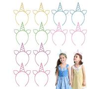 DUINIU 12 pieces unicorn headbands, kids party hats, unicorn hair accessories, kids unicorn headbands, girls headbands, suitable for parties, birthdays, masquerades (six colors)