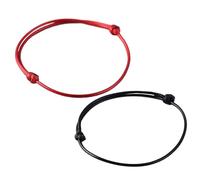 DUINIU 2 Pcs Adjustable Leather Wrap Bracelet with Bell Collar - Unisex (Red and Black)