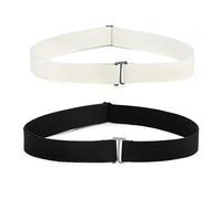 DUINIU 2 Pcs Women's Belts, Women's Elastic Band, Women's Slim Fit Belt, No Hole Elastic Waistband, Adjustable Invisible Waistband For Women Girls Teens (Black, White)