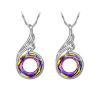 DUINIU 2-Piece Colorful Necklaces, Peacock & Butterfly Crystal Pendants, White Gold, Suitable for Young Females