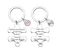 DUINIU 2-Piece Puzzle Keychain, Hook Hanging Tag, Personalized Unique Keychain, Interesting and Creative Accessories, Suitable for Lover (Silver)