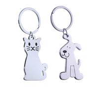 DUINIU 2 Pieces Cat and Dog Keychains, Animal Keychains, Funny Cat Gifts, Cute Keychains for Women, Keychains for Men, Gifts for Cat and Dog Lovers