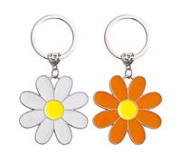 DUINIU 2 Pieces Of Daisy Keychains, Cute And Exquisite Keychains, Women's Bag Charm Accessories, Flower Lover Pendants, Zinc Alloy Keychains White And Orange