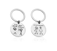 DUINIU 2 Pieces of Fun Keychains, Friendship Keychains, Stainless Steel Round Buckles, Creative Simple Drawings, Cartoon Pendants, Gifts for Good Friends, Friendship Gifts, Christmas, Birthdays