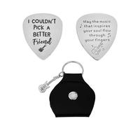 DUINIU 2 Pieces Personalized Guitar Picks with a Black Leather Case and Guitar Keychain, Rock Music Gift, Guitar Keychain, Metal Gift, Music Gift for Music Lovers