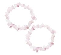 DUINIU 2 Pieces Rose Quartz Bracelet, Pink Natural Stone Elastic Bracelet, Girls' Gemstone Jewelry, Irregular Crystal Piece Bracelet, Gravel Bracelet Jewelry