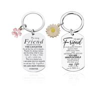 DUINIU 2 Pieces Sunflower Keychains, Stainless Steel Keychains, Good Friend Keychains, Thank You Gifts, Friendship Keychains, Girls Keychains, Suitable for Birthdays, Parties, Thanksgiving