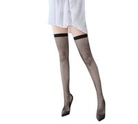 DUINIU 2 Pieces Women's Fishnet Stockings, Non-slip Stretch High Stockings, Hollow Garter Stockings, Fishnet Knee Socks, Black and White Stockings, Suitable for Dresses and Skirts
