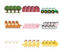 DUINIU 36 Pieces Small Cards, Farm Animal Cards, Cake Decorating Sticks, Farm Animal Theme, Birthday Party Decorations