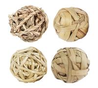 DUINIU 4-Pack Pet Toy Grass Balls, Handwoven Grass Balls, Pet Soothing Toys, Promote Chewing and Teeth Grinding, Suitable for Rabbits, Hamsters, Chinchillas, Guinea Pigs and Other Small Pets.