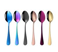 DUINIU 6 Pieces Coffee Spoon, Stainless Steel Coffee Spoon, Dessert Spoon Tea Spoon, Children's Spoon, Western Tableware, Small Spoon, Tableware Set Suitable for Restaurants, Dessert Shops and Cafes