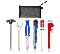 DUINIU 6 Pieces of Hardware-Shaped Tool Ballpoint Pens, 1 Piece of Black Mesh Pen Bag, Creative and Personalized Stationery, Novel Tool Pen Set, Children's Toys, Suitable for Schools and Offices