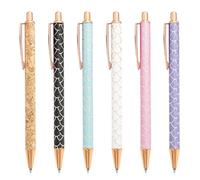 DUINIU 6 Pieces Water Drop Pattern Ballpoint Pens, Glitter Ballpoint Pens, Ballpoint Pen Set, Retractable Ballpoint Pens, Office Supplies, Suitable Gifts for Girls and Women (Water Drop Pattern)