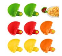 DUINIU 8-Piece Clip-On Dip Bowls with Clip-On Dip Cups, Plastic Condiment Bowls, Suitable for Serving, Dipping Condiments and Snacks, Etc. (Red, Yellow, Green, Orange)