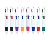 DUINIU 8 Pieces Ballpoint Pen, Multi-Color Pen 4-In-1, Bic Multi-Function Pen 4-In-1, Key Ring Pen, Multi-Function Tool Pen