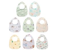 DUINIU 8 Pieces Of Baby Bibs, Absorbent Cotton Baby Drool Bag, Toddler Bandana, Adjustable Snap Bib, Cute Cartoon Dribbling Bib, Suitable For 0-36 Months