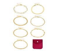 DUINIU Cuban Bracelets and Storage Set - Gold Adjustable Charm Bracelets for Women
