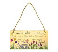 DUINIU Garden Wooden Hanging Sign, 10*20cm, Multi-Color, Wood, Personalized Decoration, Garden Rules, Plaque, Gift for Plant Lovers