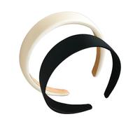 DUINIU Pack of 2 Black and White 3cm Wide Women's Non-Slip Padded Headbands