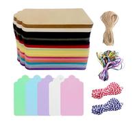 DUINIU Set of 200 Colorful Gift Tags, Decorative Hanging Tags, 20 Colors with String, Kraft Paper Tags, Suitable for Wedding Tags, Clothing, Message Cards, Bookmarks DIY