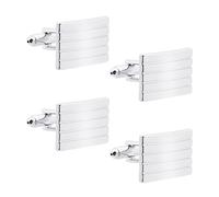 DUINIU Silver Men's Striped Cufflinks, 2 Pairs of 4 Alloy Cuff Decorations, Suitable for Men's Cuffs