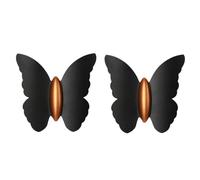 DUIRHNFV Nordic Butterfly Shape Wall Light Modern Industry Black Metal Wall Lamp Fixture Up Down Wall Sconce for Living Room Bedroom Garden Courtyard(Neutral light 2 packs)