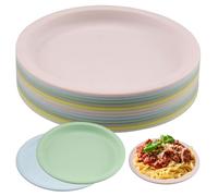 duisoad 12 Pieces Plastic Plates Reusable Set 7.5 Inch Light Weight Reusable Plates Unbreakable Plastic Dinner Plates for Salads, Fruit, Pasta, and Snacks