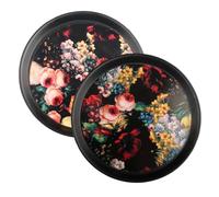 duisoad 2 Pieces Black Round Tray Non Slip Trays Food Serving Tray for Parties, Bars, Restaurants, Weddings, Home Decoration