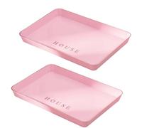 duisoad 2 Pieces Serving Tray, Serving Design Tray Rectangle Plastic Trays for Food, Beverages, Kitchens, Coffee, and Hotels, Pink