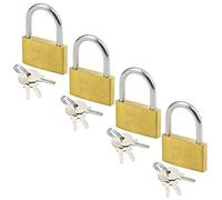 duisoad 4 Pcs Solid Brass Padlock Padlocks Brass Padlock Keyed Heavy Duty Small Padlock for Garages, Lockers, Suitcases, 40mm