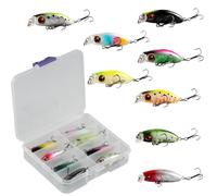duisoad 8 Pieces Fishing Lures Pike Lures Floating Hard Baits With Treble Hooks Swimbait for Freshwater, Saltwater, Pike, Bass, Trout