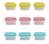 duisoad 9 Pieces Rectangle Plastic Portion Box Sets with Lids 550ml Stackable Food Storage Containers Meal Prep Containers Reusable for Refrigerators, Schools, Work, Stackable, Reusable