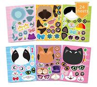 DUJAA 24 Sheets Cats Make a Face Stickers Make You Own Cats Stickers Animal Sticker for Kids, Birthday Gift Party Favors Supplies Teacher Art Craft, Games School Activity Reward