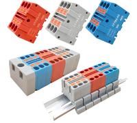 Dujelixa DIN Rail Terminal Block Kit, 18Pcs Set with Circuit Terminal Blocks, Rail, Brackets, Screws, Screw Clamps & Marker Strip, DIN rail/screw mounting, for 20-12AWG Conductor