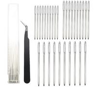 Dujelixa Sewing Needle Set, Silver, Blunt Point, 30 Count, Manganese Steel, 70mm, 60mm, 52mm, Cross-stitch, Ribbon Embroidery, DIY Operations