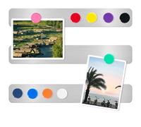 DUJEQM 3Pcs Frameless Magnetic Board Strips - Stainless Iron Bulletin Bar Board with Adhesive Backing, 10 Colourful Magnets Included, Magnetic Memo Bulletin Board for Wall Office School Kitchen Home