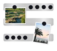 DUJEQM 3Pcs Frameless Magnetic Board Strips - Stainless Steel Memo Strips with 10 Black Magnets - Magnetic Strips Self Adhesive, Bulletin Board Bar Memo Notice Board for Wall, Kitchen, Office & Home