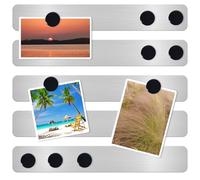 DUJEQM 5Pcs Frameless Magnetic Board Strips - Stainless Steel Memo Strips with 10 Black Magnets - Magnetic Strips Self Adhesive, Bulletin Board Bar Memo Notice Board for Wall, Kitchen, Office & Home