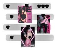 DUJEQM Magnetic Board for Wall, 4Pcs Stainless Iron Magnetic Strips with Adhesive Backing, Magnet Bulletin Board for Wall, Small Memo Board with 10 Black Heart Magnets for Home, Kitchen, Classroom,DIY