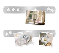 DUJEQM Magnetic Board, Frameless Stainless Iron Magnetic Strips with Adhesive Backing, 2-Pack Magnet Bulletin Board Bar, Memo Board with 10 White Star Magnets for Wall, Office, School, Home, Photos