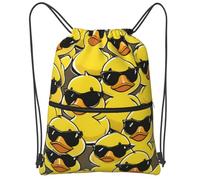 Dujiea Drawstring Backpack, Adjustable Gym Bag Sackpack Cinch Sports Backpack For Men Women Shopping Yoga Swimming Traveling, Rubber Duck Sunglasses, One Size, Compact