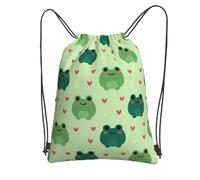 Dujiea Drawstring Backpack, Adjustable Gym Bag Sackpack Cinch Sports Backpack For Men Women Shopping Yoga Swimming Traveling, Cartoon Frog, One Size, Compact