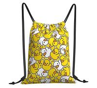 Dujiea Drawstring Backpack, Gym Bag Sackpack Cinch Sports Backpack For Men Women Shopping Yoga Swimming Traveling, Yellow Cartoon Duck, 14 x 16 inch, Compact