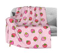 Dujiea Lightweight Cozy Bed Blanket Pink Strawberry Large Super Soft Throw Blanket 60"x80", Fleece Blanket fits Couch Sofa Bed for Kids Men Women