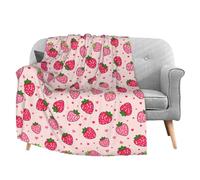 Dujiea Lightweight Cozy Bed Blanket Pink Strawberry Large Super Soft Throw Blanket 60"x80", Fleece Blanket fits Couch Sofa Bed for Kids Men Women